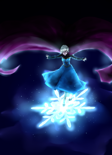 Холодное Сердце Эльза ступает по снежинкам