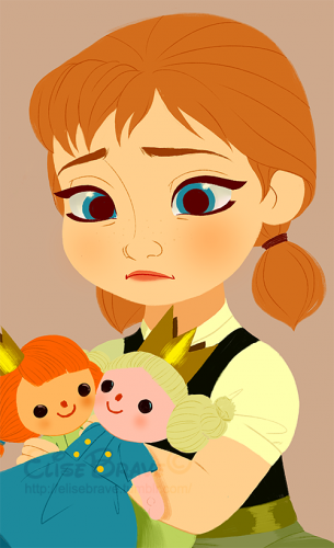 Грустная маленькая Анна с куклами