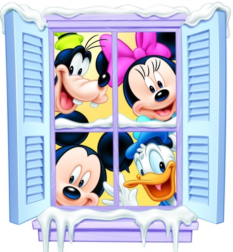 Микки Маус и друзья смотрят в окно