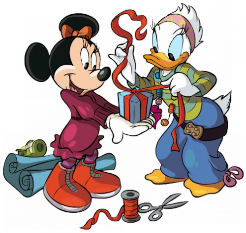 Минни и Дейзи упаковывают подарки