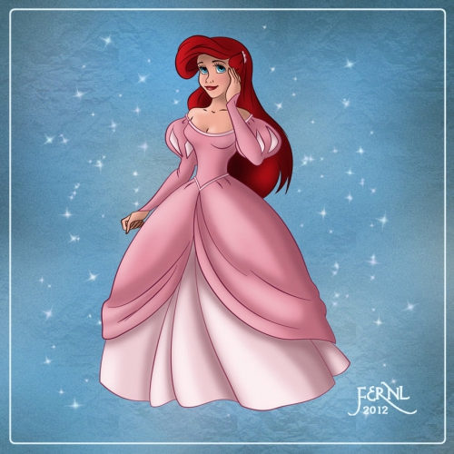 Ариэль в розовом бальном платье