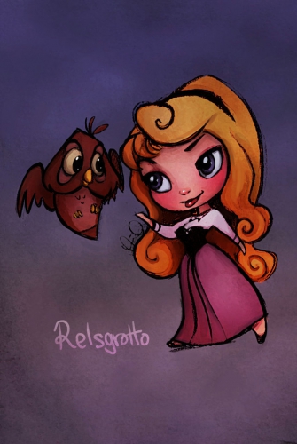 Чиби принцесса Аврора и филин