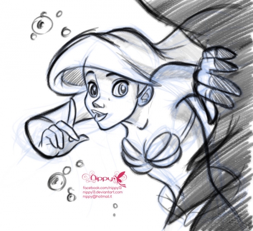 Красивый набросок с Ариэль, призывающей нас к молчанию