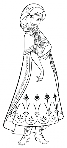Раскраска Холодное Сердце принцесса Анна в плаще