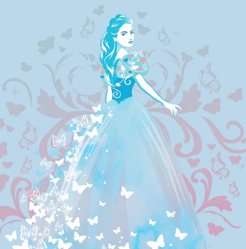 Золушка и узор из бабочек