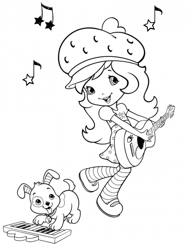 Шарлотта Земляничка играет на гитаре раскраска