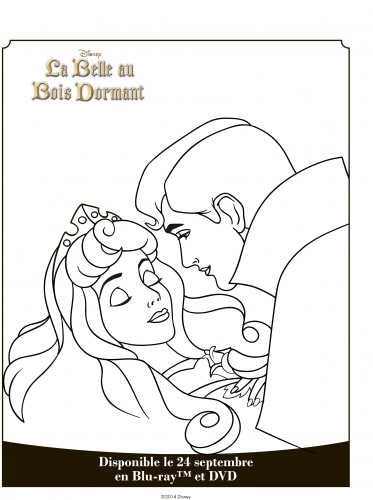 Поцелуй Спящей Красавицы раскраска