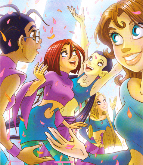 Чародейки радуются лепесткам роз