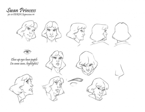 Принцесса Лебедь принц Дерек, зарисовки разных эмоций