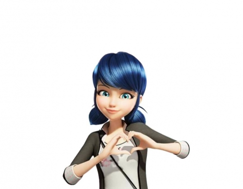 Маринетт показывает сердечко руками