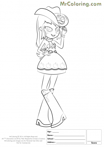 Раскраска Эпплджек Девушки Эквестрии