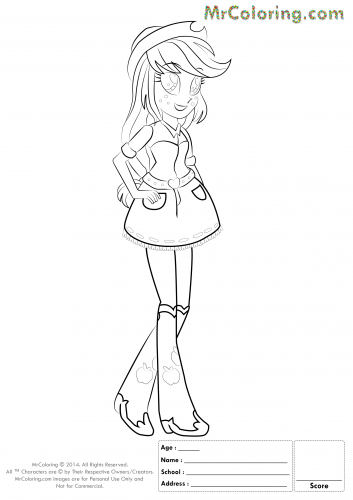 Раскраска Эпплджек Девочки из Эквестрии