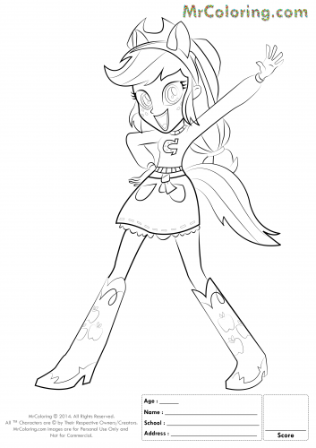 Раскраска Эпплджек Equestria Girls