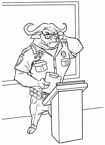 Раскраска  Зверополис Буйволсон