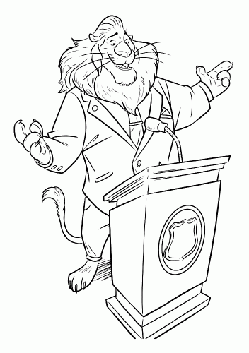 Раскраска Зверополис: Леодор Златогрив