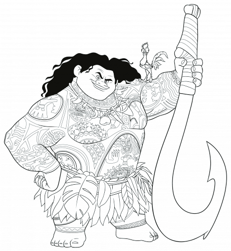 Мауи и Хей Хей раскраска