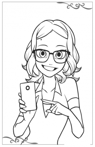 Новая раскраска Леди Баг и Супер-Кот - Аля Сезар с телефоном