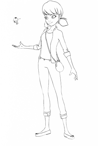 Леди Баг и Супер Кот новая раскраска с Маринетт и Тикки