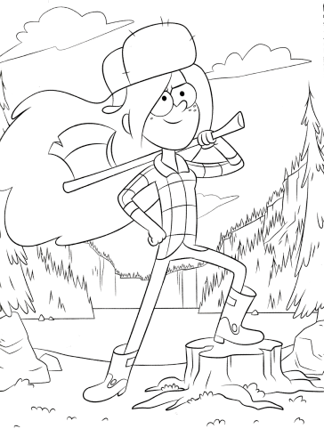 Раскраска Гравити Фолз - Венди с топором