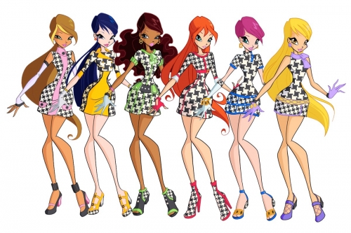 Винкс в монохромных платьях из 6 сезона