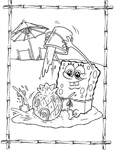 Раскраска для девочек Губка Боб