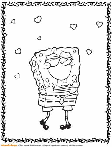 Влюбленный Губка Боб, раскраска для девочек