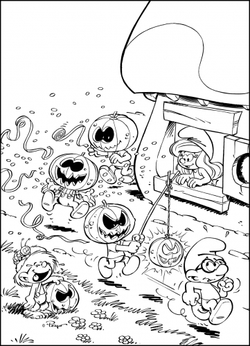 Раскраски для девочек: смурфики и Хэллоуин