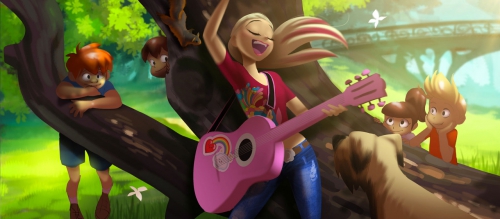 Мелоди поет в парке