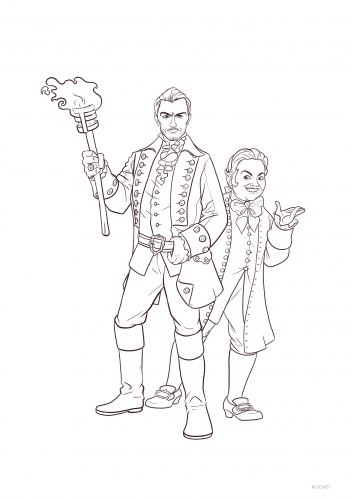 Раскраска Красавица и Чудовище 2017 - Гастон и Лефу