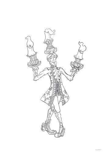 Раскраска фильм Красавица и Чудовище  - Люмьер