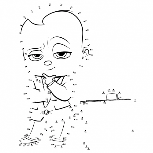 Раскраска Босс-молокосос, соедини по точкам и раскрась