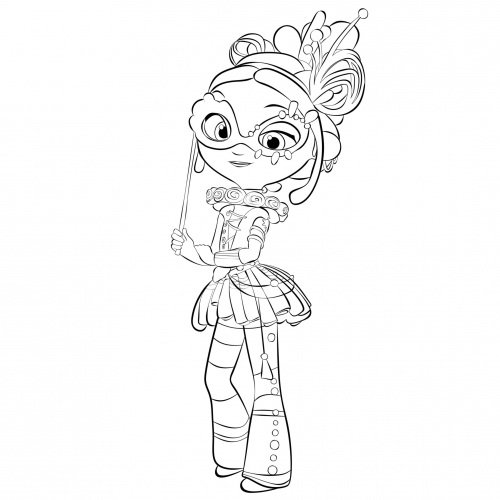 Раскраска Сказочный Патруль Маша в карнавальном костюме