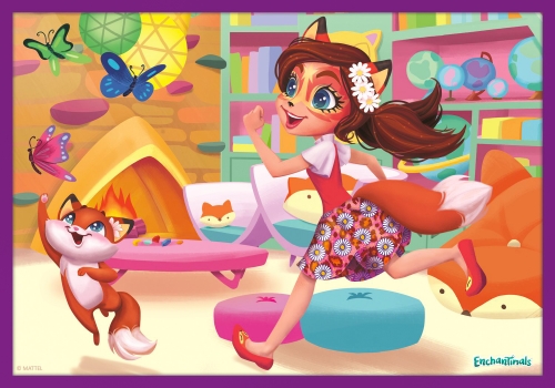 Энчантималс новая картинка с Фелисити Фокс и Фликом, играющими с бабочками