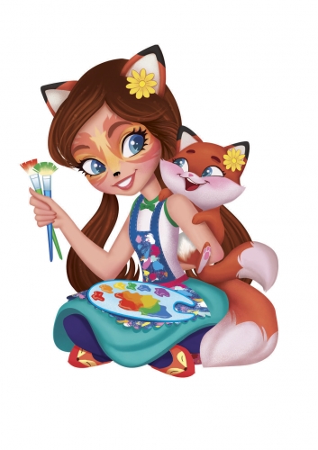 Новый рисунок Фелисити Фокс с красками и кисточками