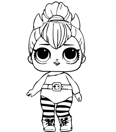 Раскраска ЛОЛ в костюме дьяволенка