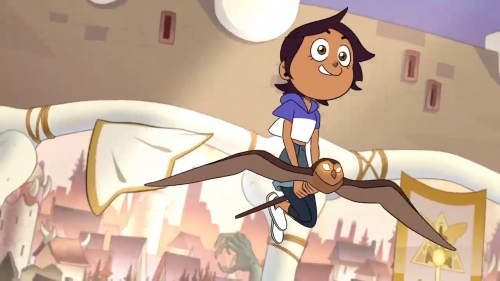 Luz верхом на метле в заставке мультсериала Совиный Дом