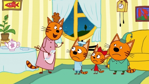 Три Кота и мама кошка Кисуля