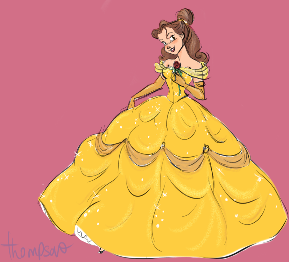 Принцесса каков. Принцесса Белль. Disney Thompson Белль. Бэлль в желтое платье Дисней. Бэль принцесса в желтом.