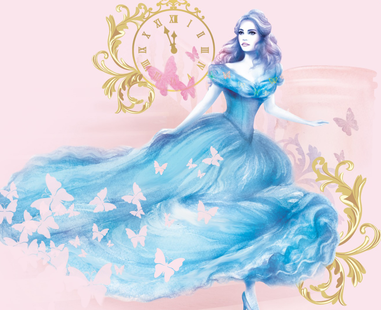 Сказочная принцесса в голубом акварель
