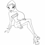 Стелла в платье раскраска