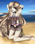 Rebella on a beach