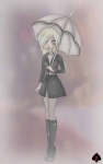 Skarlett with an umbrella
