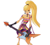 Стелла с гитарой и высоким хвостиком