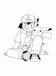 Раскраска Пикачу и Эш (Pokemon coloring)