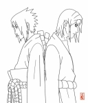 Раскраска Наруто: Саске и Кимимару
