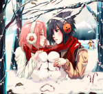 Сакура и Саске зимняя картинка