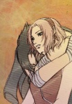 Саске обнимает Сакуру