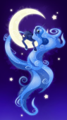 Принцесса Луна на полумесяце с очень длинной гривой