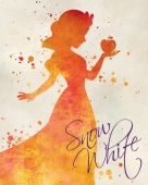 Белоснежка с яблоком, силуэт красками