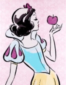 Белоснежка с яблоком, стильная иллюстрация